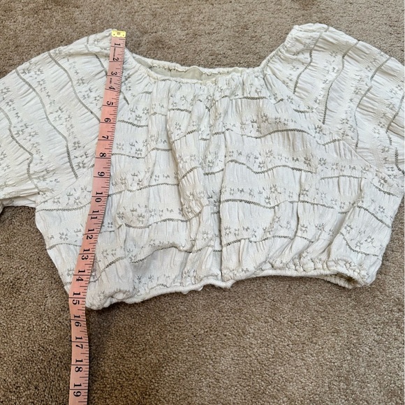 Cottagecore Lace Crochet Balloon Long Sleeve White Ivory Blouse Top Large - Picture 4 of 6